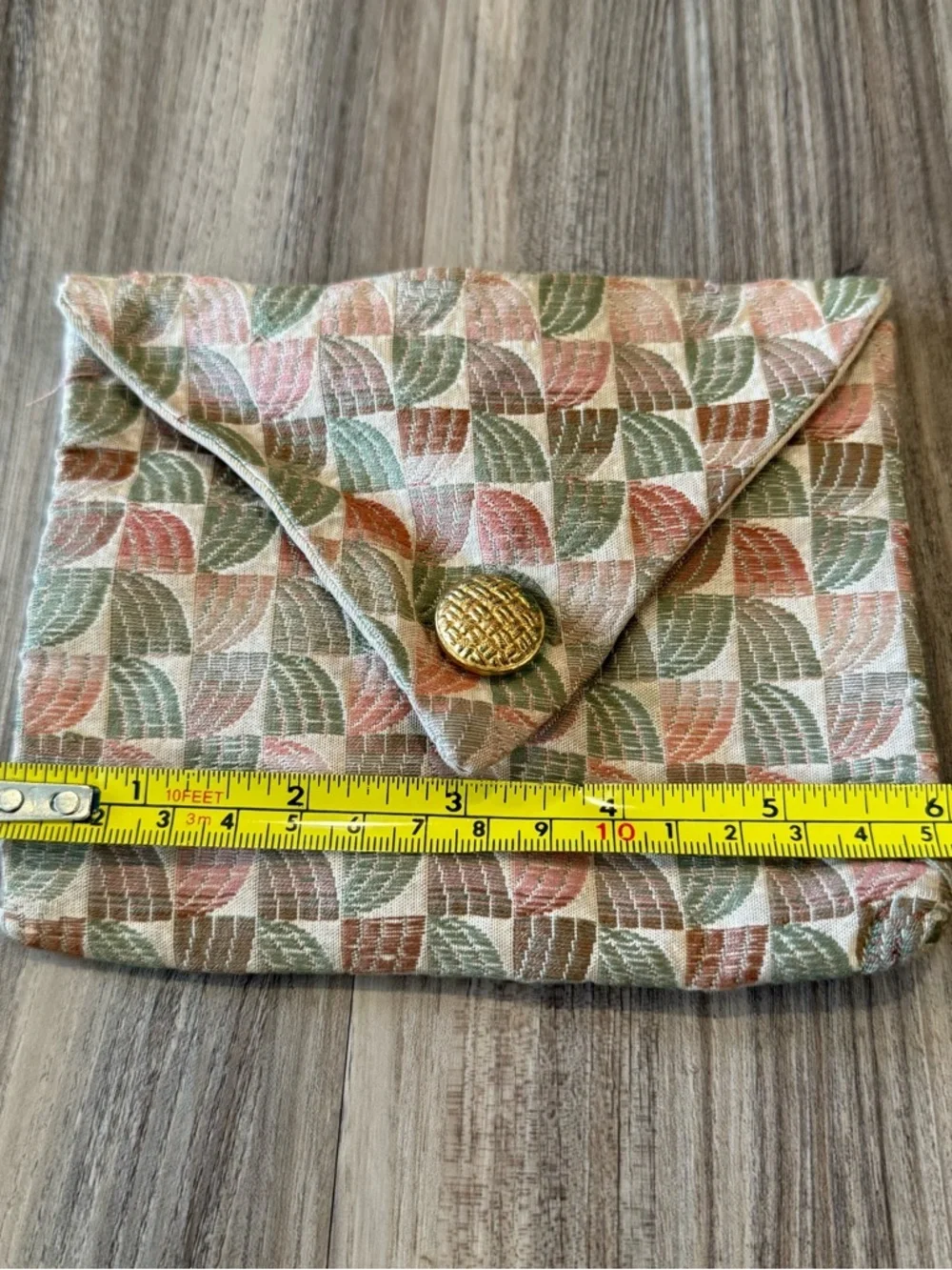 Vintage Geometric Pastel Woven Envelope Clutch